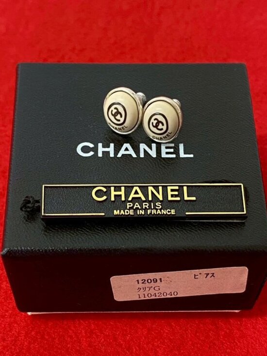 Chanel Vintage Coco Mark Motif Plated Earrings Accessories 00T